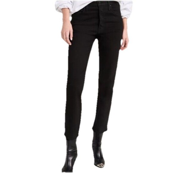 MOTHER Denim The Tomcat Ankle Black High Rise Straight Jeans Size 27 - Picture 1 of 13